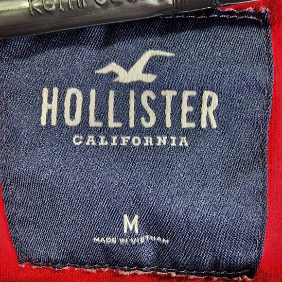 Mens Red Hollister California Shirt Long Crew Neck Long Sleeve 100% Cotton M - Picture 4 of 9